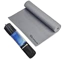 STRAUSS Yoga Mat with Carry Bag | Anti-Slip Exercise Mat for Women &amp; Men | Home Gym Workout, Yoga, Pilates | Eco-friendly | Non-Slip Surface | Lightweight &amp; Durable | 4mm (Grey)