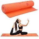 Strauss Exercise Floral Yoga Mat with Carry Bag Non-Slip Exercise &amp; Fitness Mat for Yoga, Pilates &amp; Floor Workouts For Men &amp; Women Anti Tear Mat | Home &amp; Gym Workout |Size-6mm, (Orange)