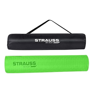 strauss tpe dual layer yoga mat exercise mat for yogapilates amp gym lightweight amp eco-friendly material  yoga mat for women and men ideal for home gym workout includes carry bag  6mmgreen