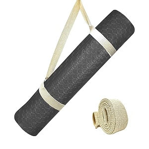 strauss anti skid tpe yoga mat with carry strap 6mm black