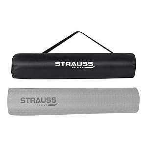 strauss anti skid tpe yoga mat with carry bag exercise mat for yogapilates amp gym lightweight amp eco-friendly material  yoga mat for women and men ideal for home gym workout 8mm grey
