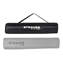 Strauss Anti Skid TPE Yoga Mat with Carry Bag, Exercise Mat for Yoga,Pilates &amp; Gym| Lightweight &amp; Eco-Friendly Material | Yoga Mat for Women and Men |Ideal for Home Gym Workout, 8mm, (Grey)