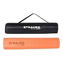 Strauss Anti Skid TPE Yoga Mat with Carry Bag, Exercise Mat for Yoga,Pilates &amp; Gym| Lightweight &amp; Eco-Friendly Material | Yoga Mat for Women and Men |Ideal for Home Gym Workout, 8mm, (Orange)