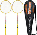Strauss Badminton Racquet Strike 100 (Pack of 2) Yellow Strung Badminton Racquet