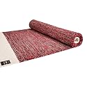 STRAUSS: Cotton Yoga Mat with Carry Bag For Women and Men | Exercise mat for home workout, Anti Slip Fitness mat | Washable, Breathable, Sweat Absorbent &amp; Eco-friendly material - 2X6ft, Red