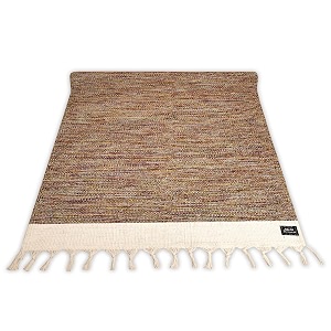 strauss cotton yoga mat with carry bag for women and men  exercise mat for home workout anti slip fitness mat  washable breathable sweat absorbent amp eco-friendly material - 2x6ft brown