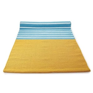 strauss cotton yoga mat for women and men  exercise mat for home workout 100 cotton anti slip fitness mat  washable breathable sweat absorbent amp eco-friendly material - 6mm yellow amp blue
