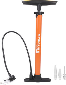 strauss hand air pump double action large bicycle ball balloon pump orange