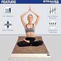 STRAUSS: Cotton Yoga Mat with Carry Bag For Women and Men | Exercise mat for home workout, Anti Slip Fitness mat | Washable, Breathable, Sweat Absorbent &amp; Eco-friendly material - 2X6ft, Multicolor