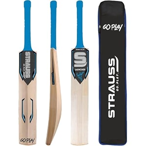 strauss launcher cricket bat  kashmir willow  cricket bat with grip for gully cricket amp tournament match  standard tennis ball bat for cricket  size short handle 1150-1250 grams