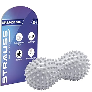 strauss peanut shape massage ball  trigger point release myofascial release body massager for muscle recovery yoga physical therapy  improve flexibility mobility amp blood circulation grey