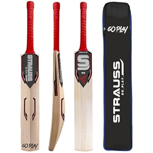 strauss pro cricket bat  kashmir willow tournament match bat with grip  standard leather ball bat for cricket junior cricket bat for training and matches  size 5 800-900g