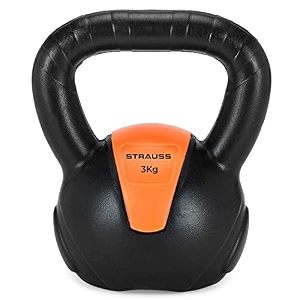 strauss pvc kettlebell weights 3kg orange