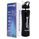 STRAUSS Spark Stainless-Steel Bottle | Leak-Proof Water Bottle | Water Bottle for Travel, Hiking, Trekking, Home, Office &amp; School | Non-Toxic &amp; BPA Free Steel Bottles | 750 ml,(Metal Finish Black)