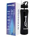 STRAUSS Spark Stainless-Steel Bottle | Leak-Proof Water Bottle | Water Bottle for Travel, Hiking, Trekking, Home, Office &amp; School | Non-Toxic &amp; BPA Free Steel Bottles | 750 ml,(Metal Finish Black)
