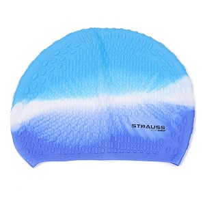 strauss latest designed swimming cap keeps hair clean with ear protectorsuitable for long and short hairswimming head cap with breathable fabricwaterproof swim cap for adult woman and menblue