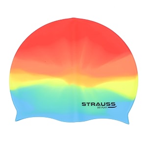 strauss swimming cap  keeps hair clean with ear protector  suitable for long and short hair  swimming head cap with breathable fabric  waterproof swim cap for adult woman and menmix color