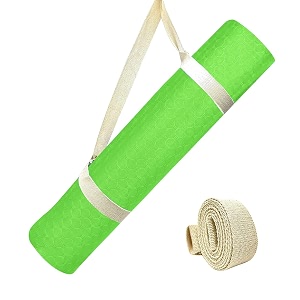 strauss tpe yoga mat  exercise mat for home workout gym and yoga sessions  anti slip gym mat  workout mat for men women and kids  yoga mat with carry strap  thickness 6mmgreen
