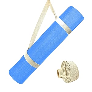 strauss tpe yoga mat  exercise mat for home workout gym and yoga sessions  anti slip gym mat  workout mat for men women and kids  yoga mat with carry strap  thickness 4mmsky blue
