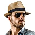Straw Fedora Hat for Women Men Packable