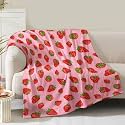 Strawberry Blanket Gifts for Women Girls Mom Kids Adults Teen Birthday Christmas Valentine Present Pink Strawberry Fruit Theme Decor Bedroom Living Room Sofa Couch Soft Cozy Plush Fleece Throw 60"x80"