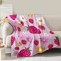Strawberry Blanket Gifts for Women Girls Mom Bestie Birthday Christmas Valentines Presents Pink Floral Strawberrys Fruit Theme Decor Sofa Couch Soft Cozy Plush Kids Adults Teen Flannel Throw 60"x80"