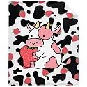 Strawberry Cow Throw Blanket - Super Soft Flannel Fleece Blanket with Teen Girls, Plush Lightweight Fuzzy Cozy Blanket Microfiber for Couch XL 120"x90" for Family