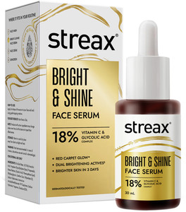 streax bright  shine face serum with 10 vitamin c reduces dark spots  pigmentation