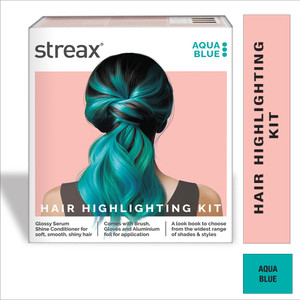 streax highlight kit hair colour for women - 180g diy application aqua blue