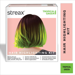 streax highlight kit hair colour for women - 180g diy application tropical green