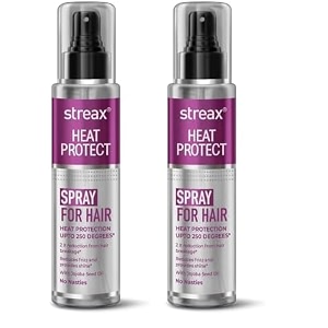 streax heat protection spray for hair -100 ml hair styling spray for women amp men heat protectant spray for hair upto 250c amp 2x less hair breakage i frizz free amp helps in damage control pack of 2