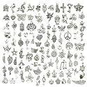 Street27® 100 Pieces Wholesale Bulk Lots Jewelry Making Silver Charms Mixed Smooth Tibetan Silver Metal Charms Pendants Animal figures DIY for Necklace Earring Bracelet Keyrings and Crafting