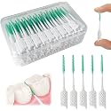 Street27 160 Pcs Interdental Manual Adult Brush Ultra Tight Bristles Tooth Flossing Head Oral Dental Hygiene Brush Tooth Pick Flosser Toothpick Sticks (Green, 160Pcs)