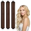 Street27® 3 Pcs Heatless Hair Rods Set Flexible Curler Satin Headband Rollers for all Hair Soft Overnight Curlers to Sleep Long Hair Styling Tools Comfortable Salon Curls Without Heat Damage (Coffee, No)
