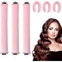 Street27® 3 Pcs Heatless Hair Rods Set Flexible Curler Satin Headband Rollers for all Hair Soft Overnight Curlers to Sleep Long Hair Styling Tools Comfortable Salon Curls Without Heat Damage (Pink, No)