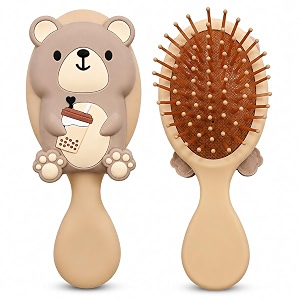 street27 toddler ultra-soft bristle brush  mini detangler comb for kids amp babies with air-cushion  pain-free styling for all hair types beige