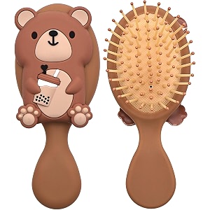 street27 toddler ultra-soft bristle brush  mini detangler comb for kids amp babies with air-cushion  pain-free styling for all hair types brown