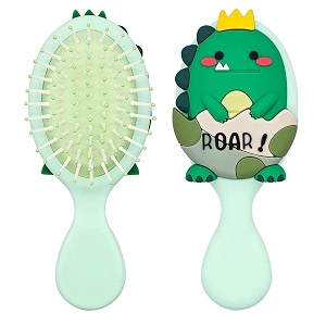 street27 toddler ultra-soft bristle brush  mini detangler comb for kids amp babies with air-cushion  pain-free styling for all hair types green