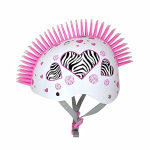 streetjam kids cycle helmet zebra hearts open face sports helmet hard outer shell eps inner case adjustable strap with adjuster dial skating sports small 5-8 years zebra hearts white