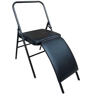 streetup india iyengar yoga chair with lumbar back support backlessmeditation chair for yoga leather cushion coverblack