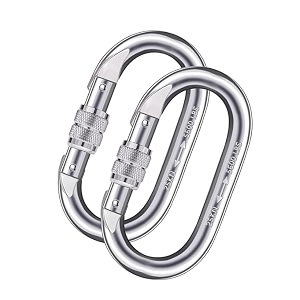 streetup india stainless steel carabiner clip 10mm oval spring snap hook with secure screw lock for aerial yogahammockcampingaerial work set of 2