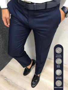 streetvibes regular fit men dark blue trousers