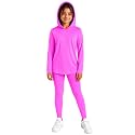 STRETCH IS COMFORT Girls 2 Piece Hoodie Short Sleeve Long Sleeve Crew Neck Top and Leggings Set Kids Thermals Underwear Set