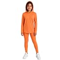 STRETCH IS COMFORT Girls 2 Piece Hoodie Short Sleeve Long Sleeve Crew Neck Top and Leggings Set Kids Thermals Underwear Set