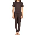 STRETCH IS COMFORT Girls 2 Piece Hoodie Short Sleeve Long Sleeve Crew Neck Top and Leggings Set Kids Thermals Underwear Set