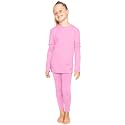 STRETCH IS COMFORT Girls 2 Piece Hoodie Short Sleeve Long Sleeve Crew Neck Top and Leggings Set Kids Thermals Underwear Set