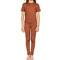 STRETCH IS COMFORT Girls 2 Piece Hoodie Short Sleeve Long Sleeve Crew Neck Top and Leggings Set Kids Thermals Underwear Set