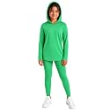 STRETCH IS COMFORT Girls 2 Piece Hoodie Short Sleeve Long Sleeve Crew Neck Top and Leggings Set Kids Thermals Underwear Set