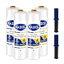 Stretch Film, RAZCC Stretch Wrap Industrial Strength, Shrink Wrap for Pallet Wrap, Heavy Duty Clear Plastic Wrap with Handles, Moving Wrapping Plastic Roll, 15" x 1000 Ft Per Roll, 60 Gauge, 4 Pack