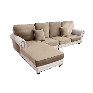 Stretch Silver Fox Velvet Sectional Couch Covers